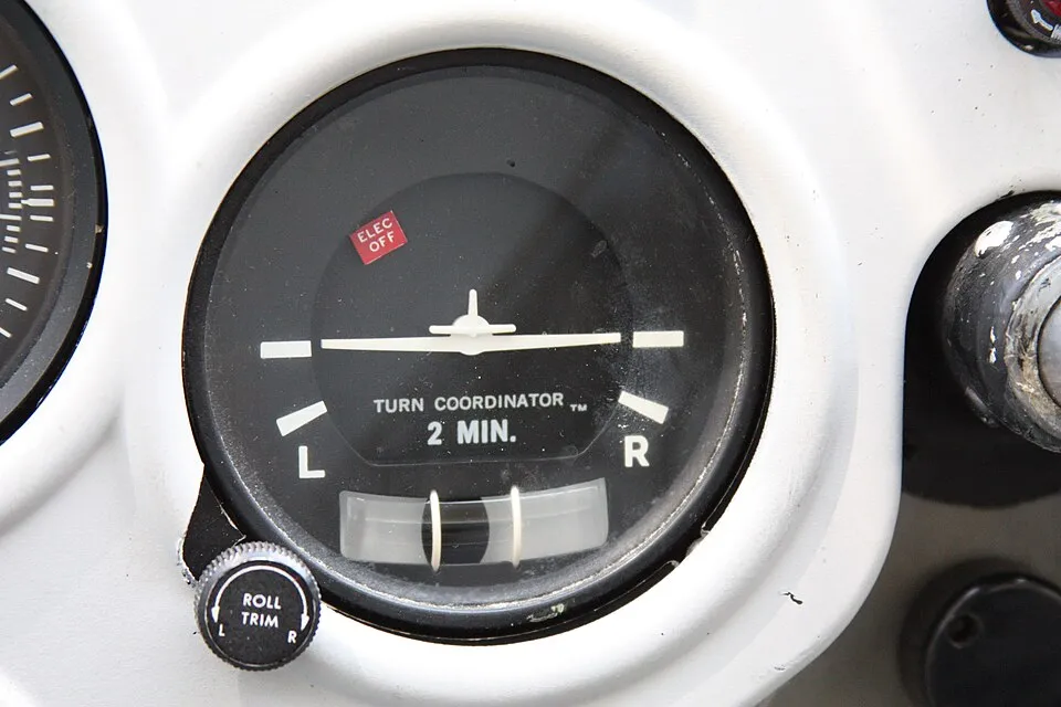 Indicateur de virage (Turn Coordinator) avec bille — Cessna 172
