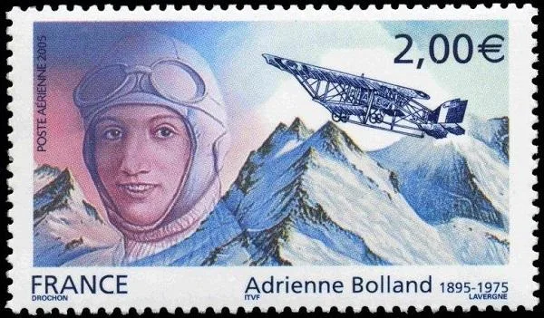 Timbre poste Adrienne Bolland — traversée des Andes 1921