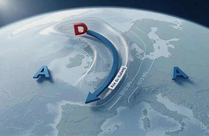 Dorsale sur une carte isobarique — extension d'un anticyclone