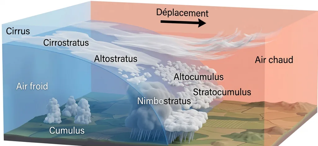 Front froid détaillé : soulèvement brutal, Cb, averses et éclaircies